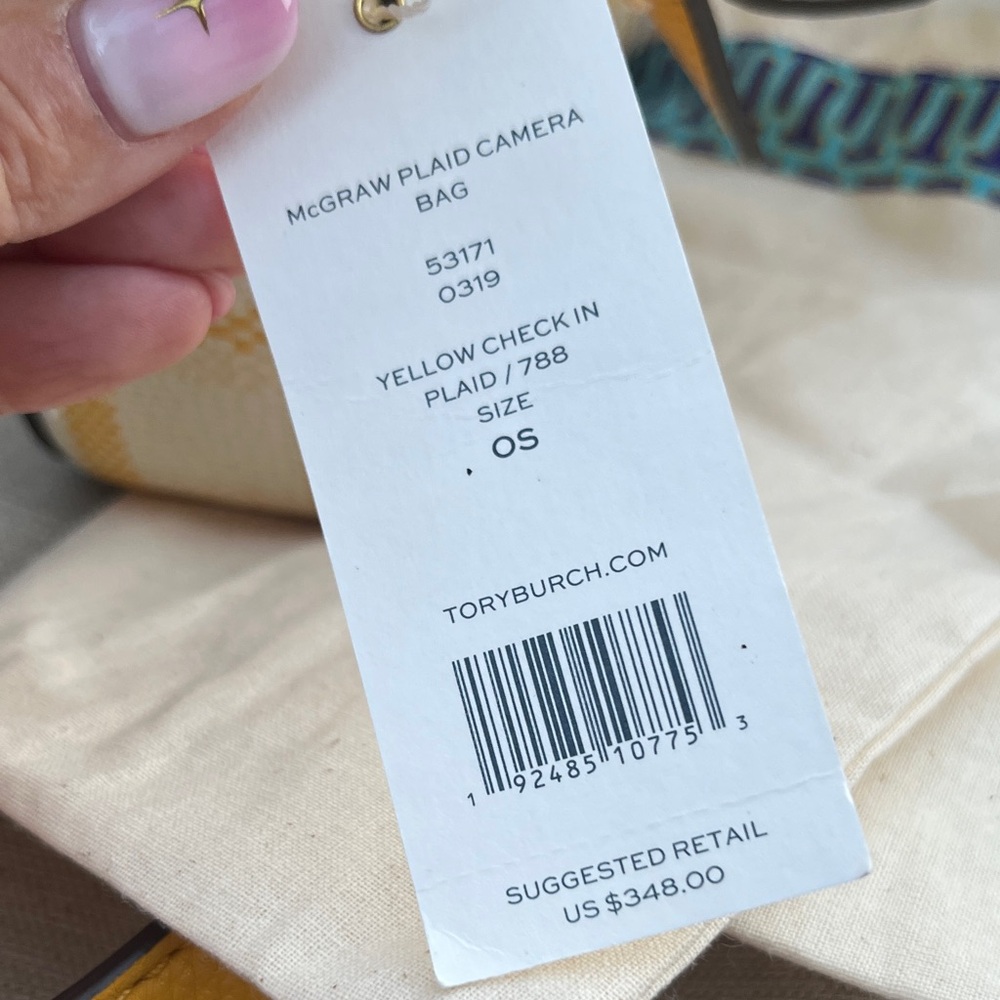 NWT Tory Burch McGraw Yellow Plaid Leather Crossbody Bag - Picture 13 of 13